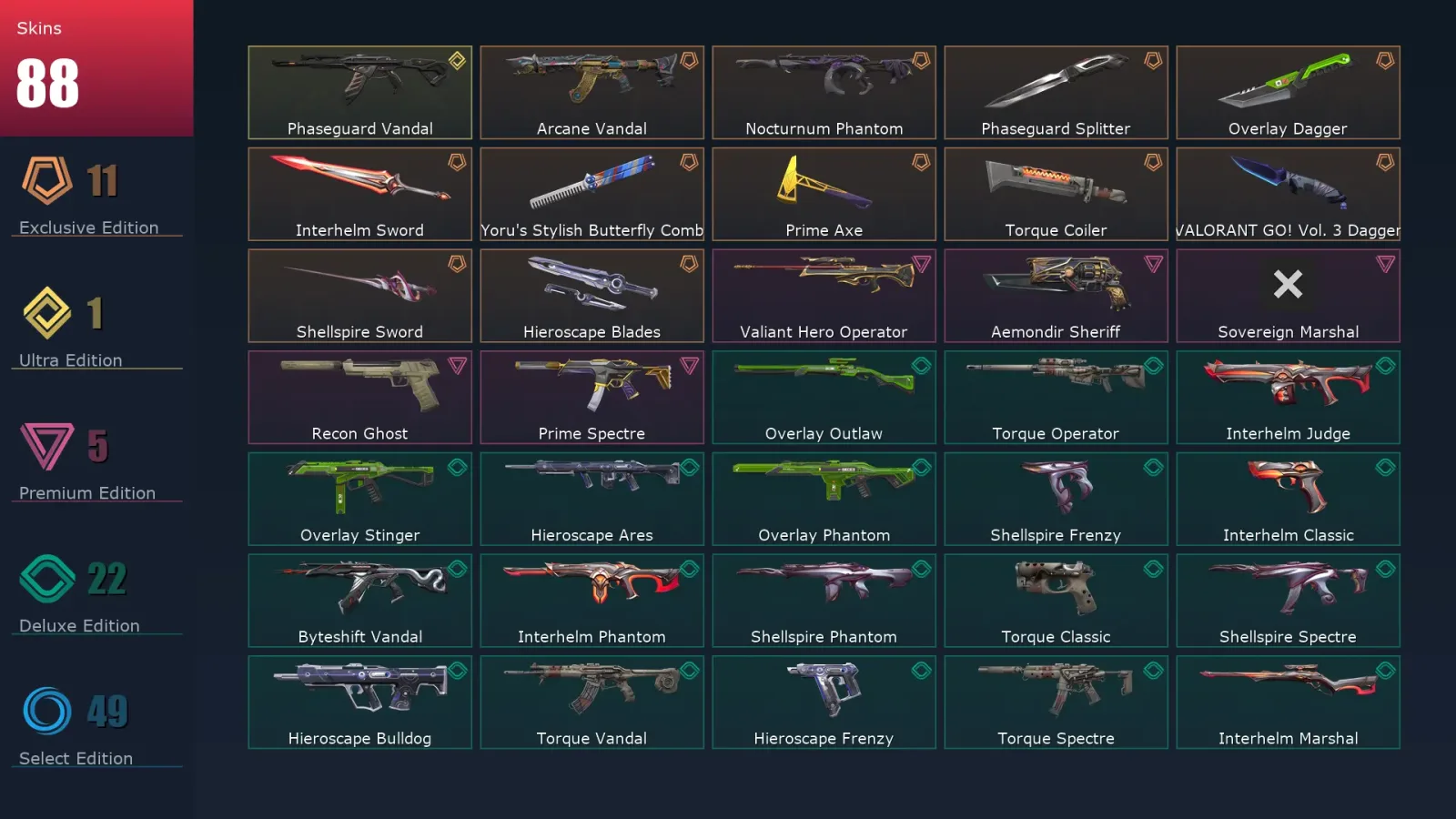 [Valorant] | EU | Level 96 | 28 Agents | 88 Skins
