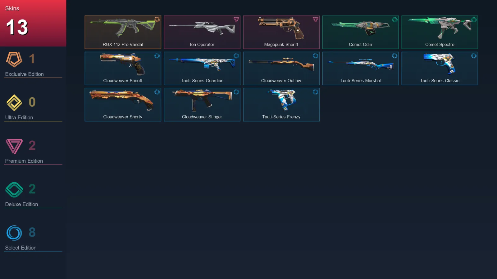 EU | Lv37 | Unranked | 13 Skin | 13 Agent | 15 Buddy