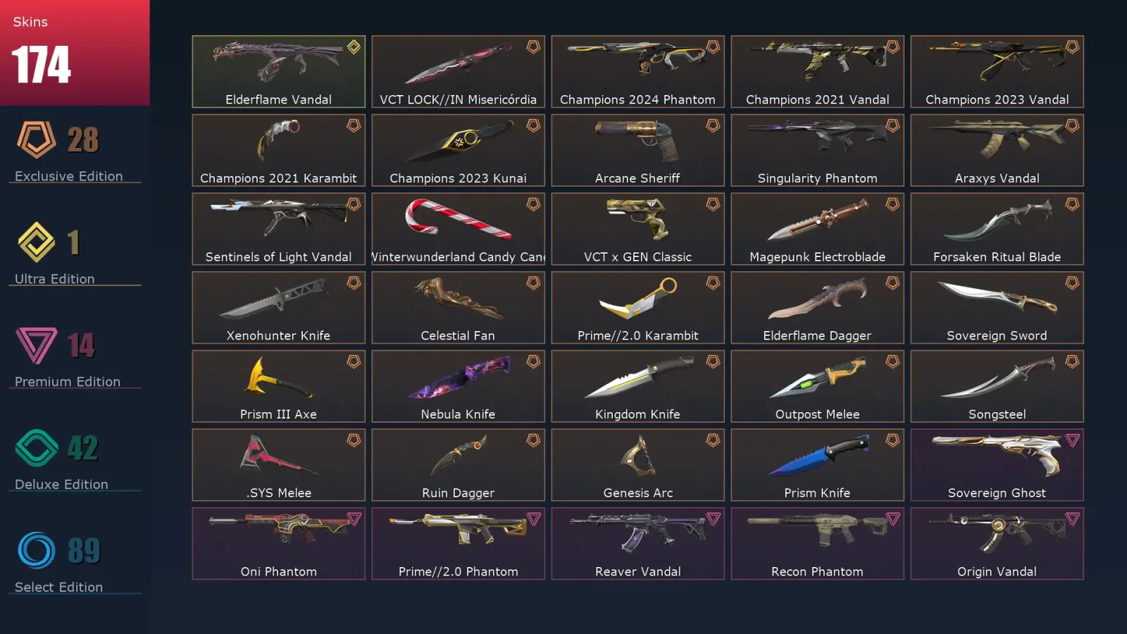 [Valorant] | EU | Level 189 | 25 Agents | 174 Skins — Valorant account