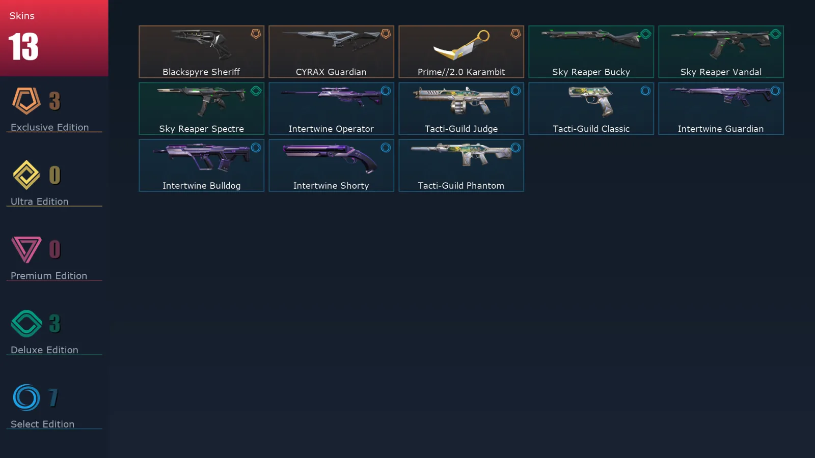 [Valorant] | EU | Level 1 | Immortal 1 | 11 Agents | 13 Skins