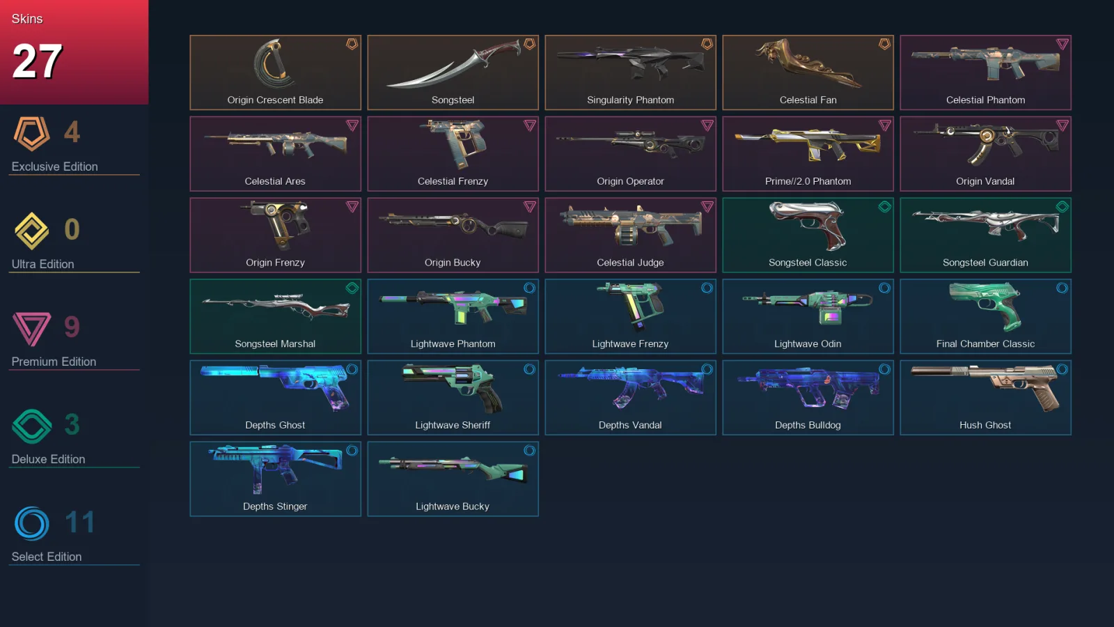 NA | Lv45 | Unranked | 27 Skin | 10 Agent | 29 Buddy