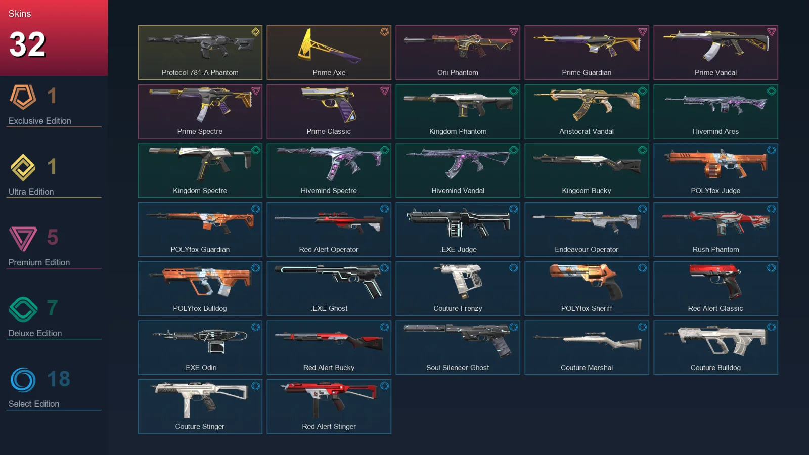 NA | Lv51 | Unranked | 32 Skin | 13 Agent | 32 Buddy