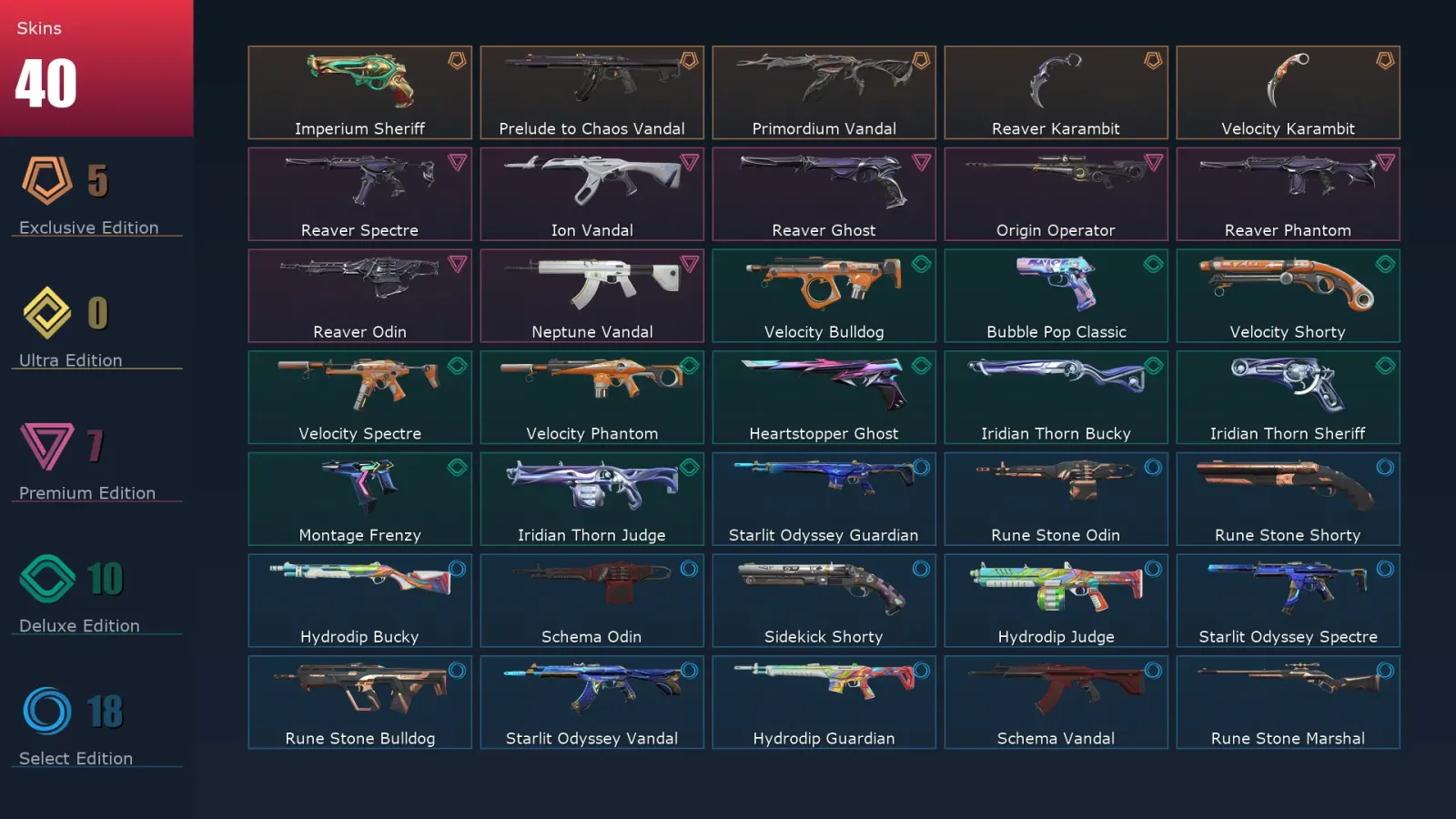 [Valorant] | EU | Level 222 | Platinum 2 | 29 Agents | 40 Skins — Valorant account