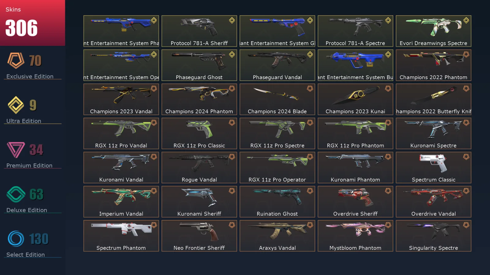 [Valorant] | EU | Level 235 | Silver 3 | 27 Agents | 308 Skins