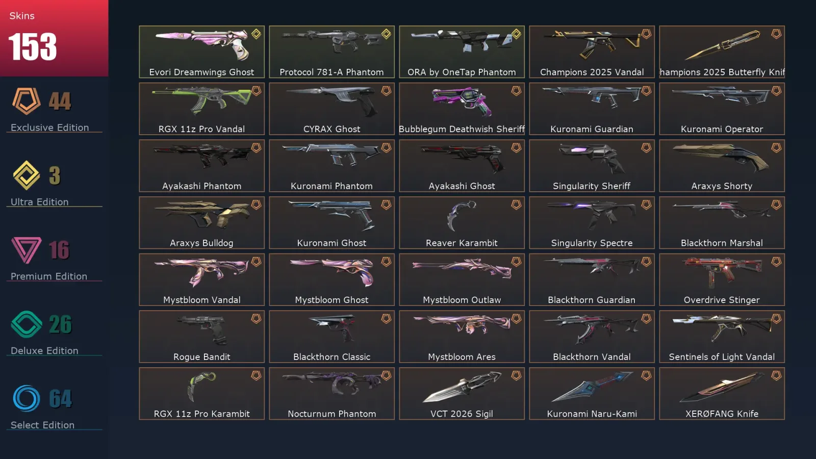 [Valorant] | EU | Level 289 | 29 Agents | 153 Skins — Valorant account