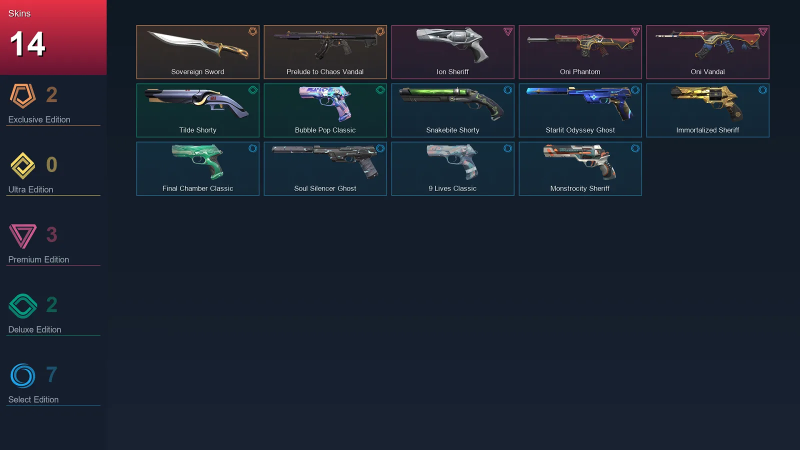 NA | Lv177 | Unranked | 14 Skin | 27 Agent | 63 Buddy