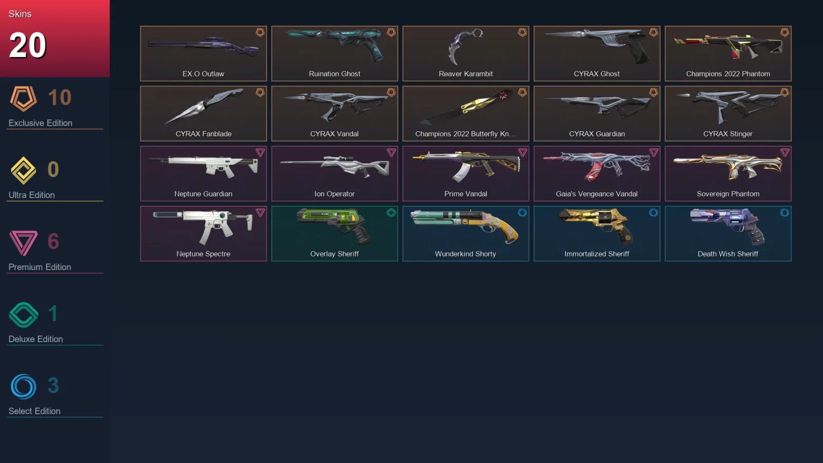 AP | Lv154 | Unranked | 20 Skin | 29 Agent | 64 Buddy