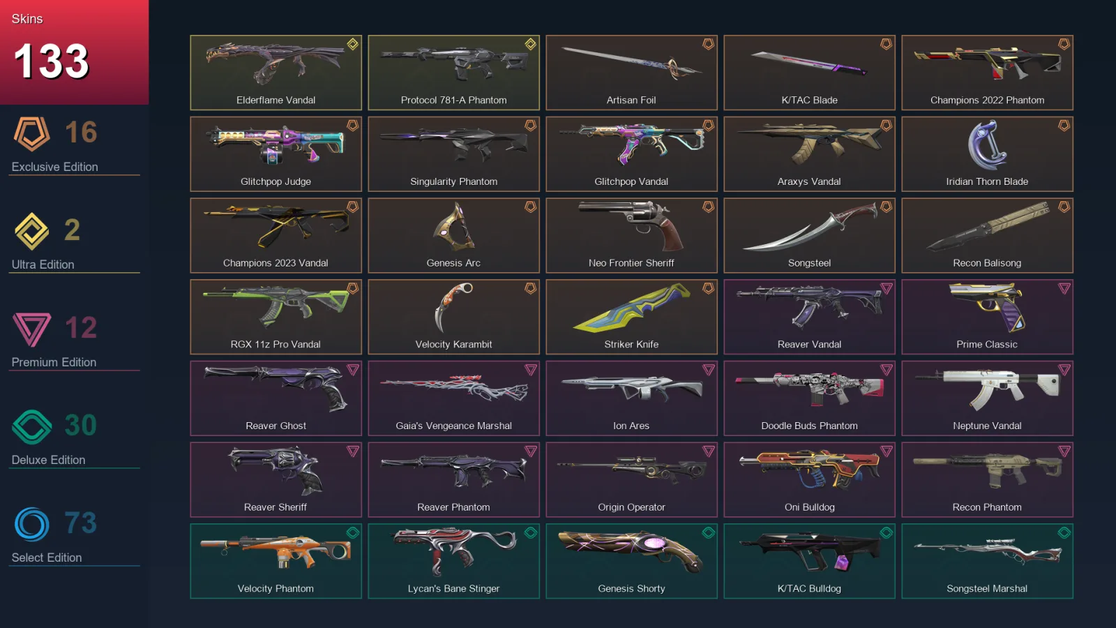 AP | Lv278 | Unranked | 133 Skin | 23 Agent | 127 Buddy