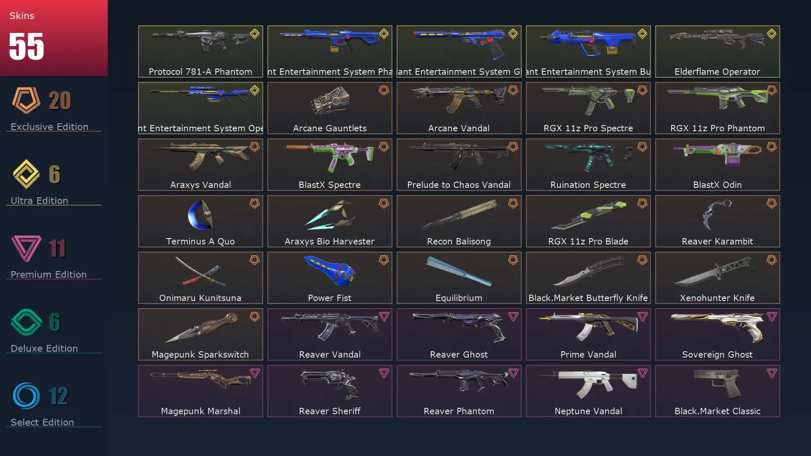 [Valorant] | EU | Level 33 | 12 Agents | 55 Skins — Valorant account