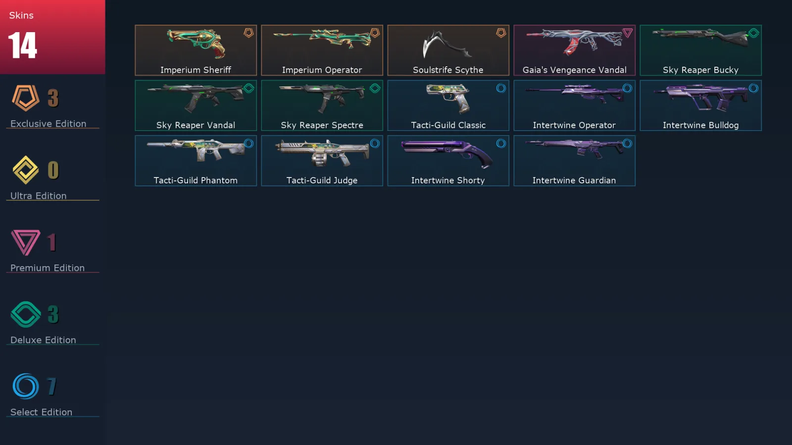 [Valorant] | EU | Level 26 | Diamond 3 | 9 Agents | 14 Skins