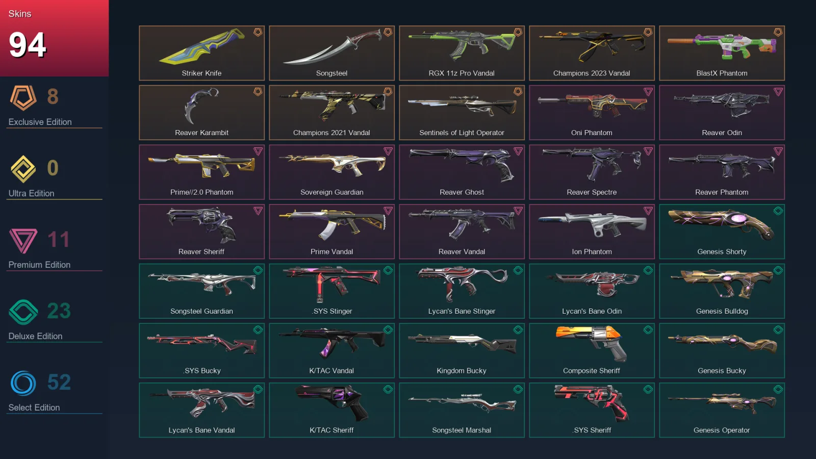 EU | Lv126 | Unranked | 94 Skin | 24 Agent | 89 Buddy