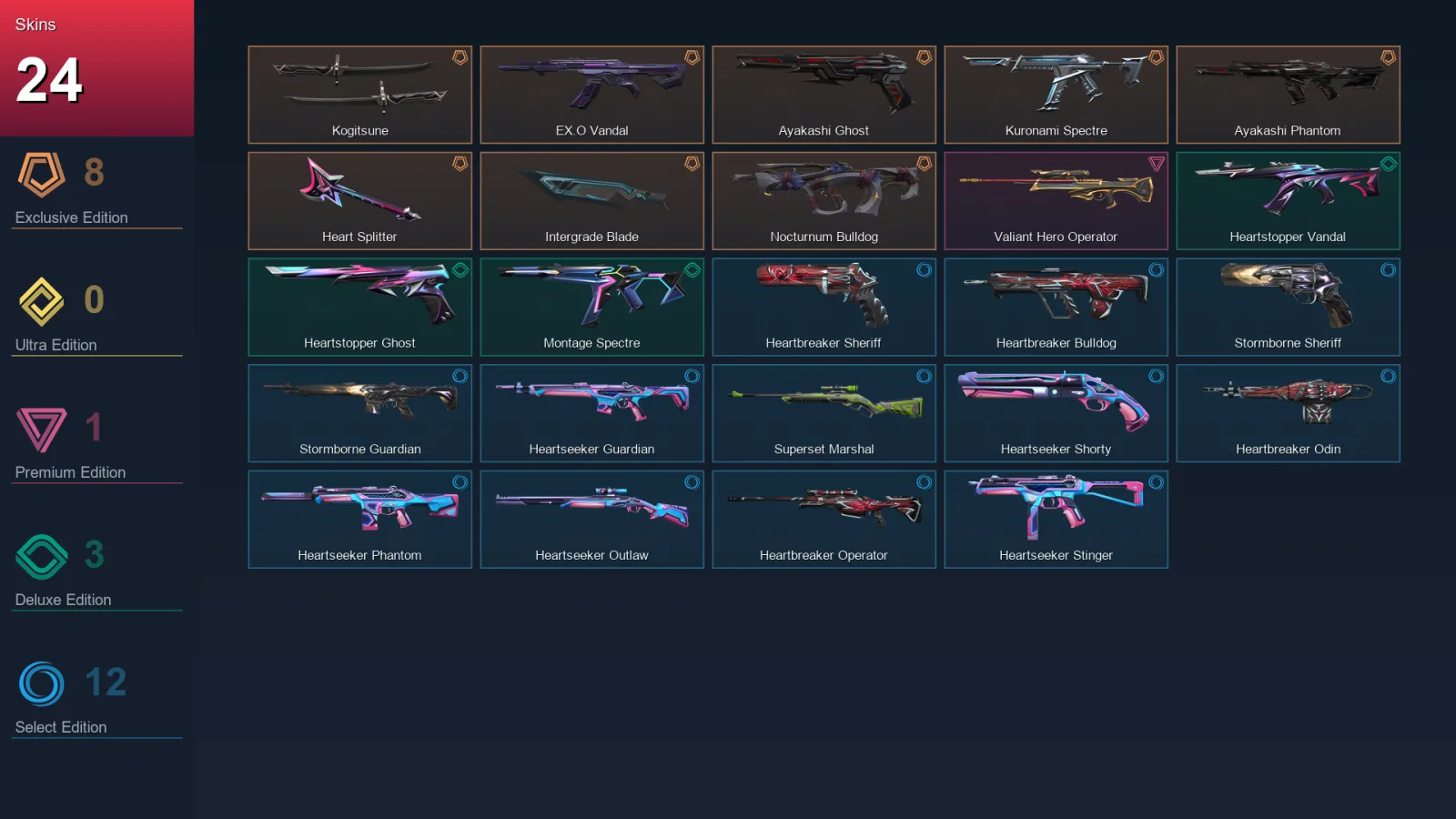 EU | Lv27 | Unranked | 24 Skin | 12 Agent | 16 Buddy