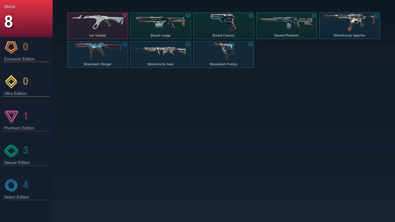 EU | Lv82 | Unranked | 8 Skin | 26 Agent | 40 Buddy