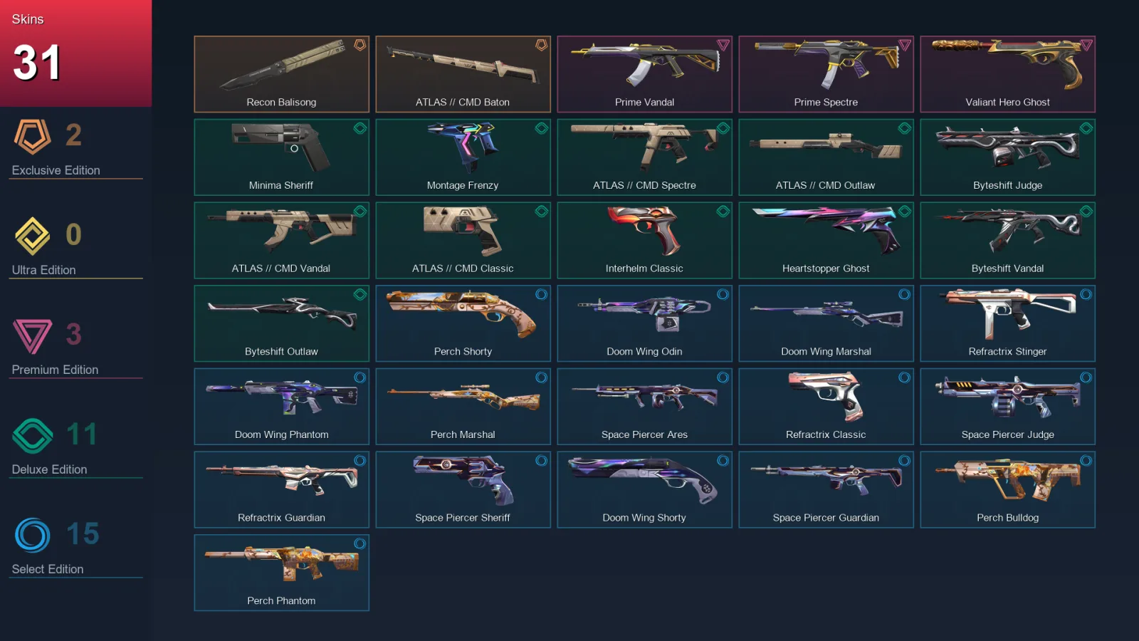 AP | Lv84 | Unranked | 31 Skin | 29 Agent | 46 Buddy — Valorant account