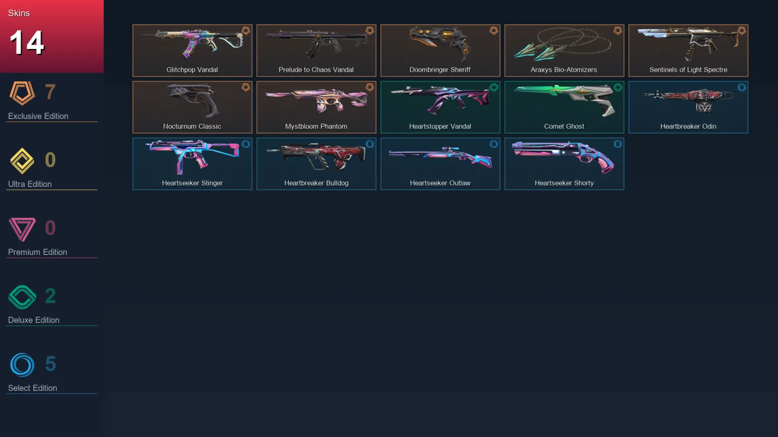 NA | Lv48 | Unranked | 14 Skin | 11 Agent | 22 Buddy