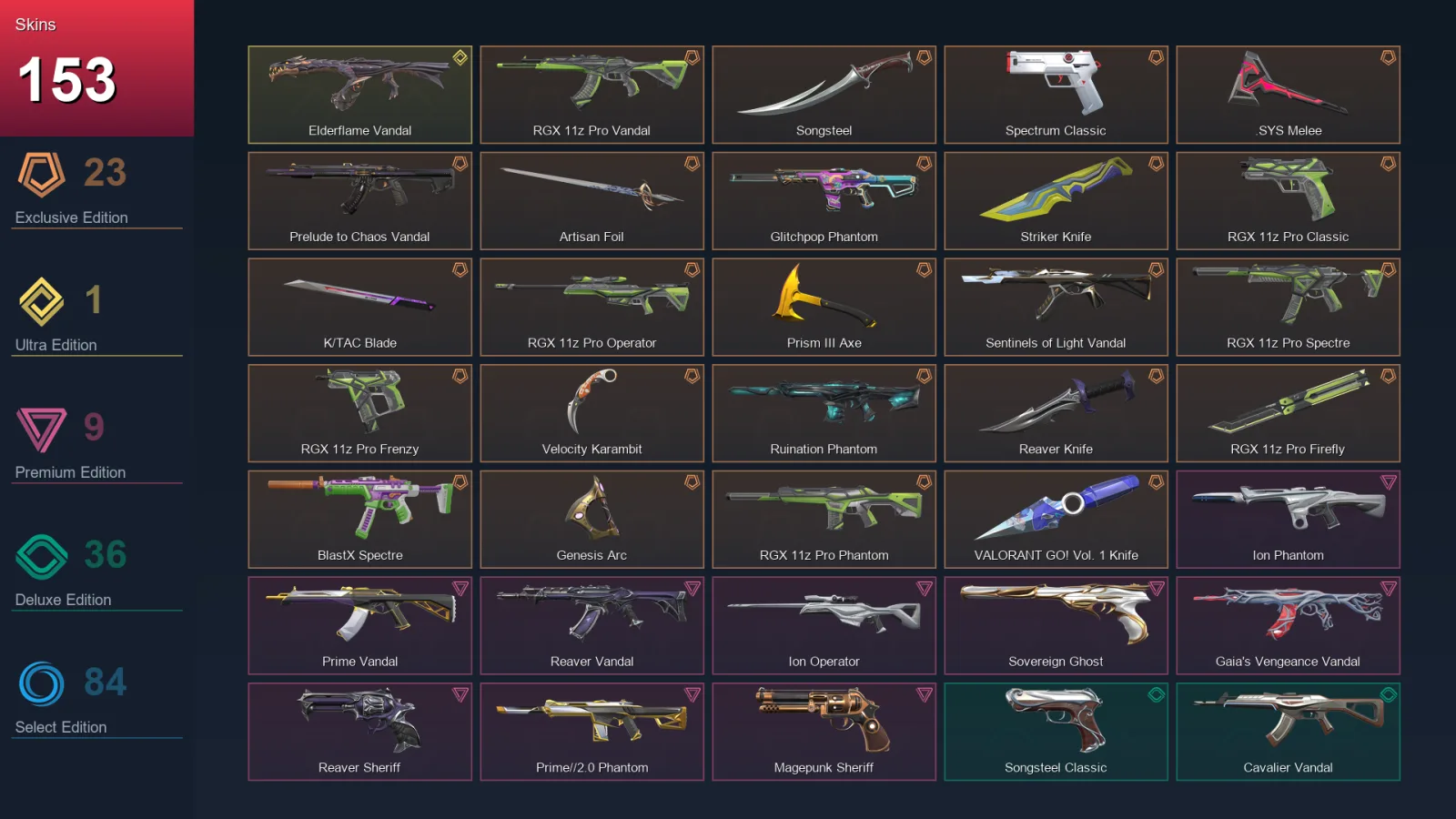 LA | Lv254 | Unranked | 153 Skin | 27 Agent | 141 Buddy — Valorant account