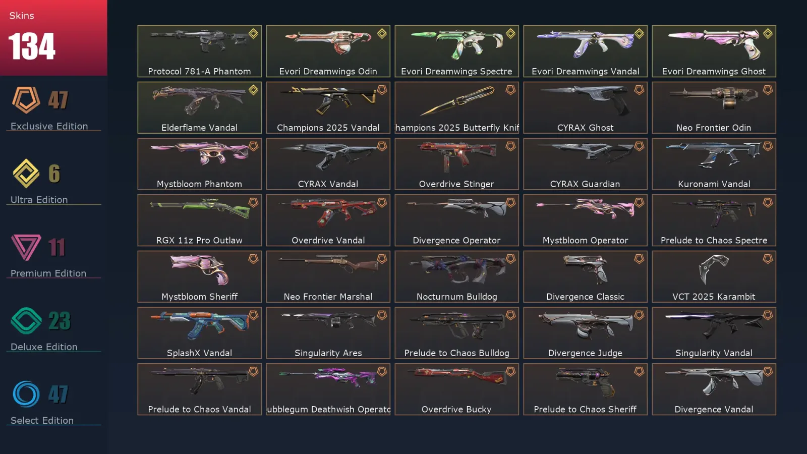 [Valorant] | EU | Level 146 | 27 Agents | 134 Skins