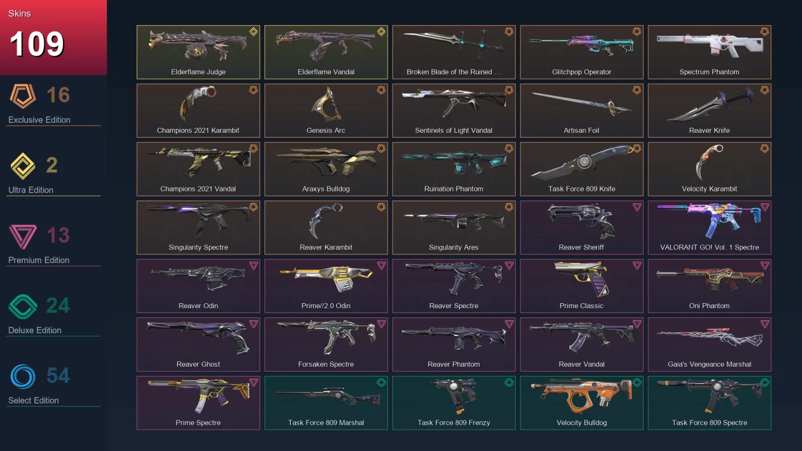 EU | Lv171 | Unranked | 109 Skin | 28 Agent | 112 Buddy — Valorant account