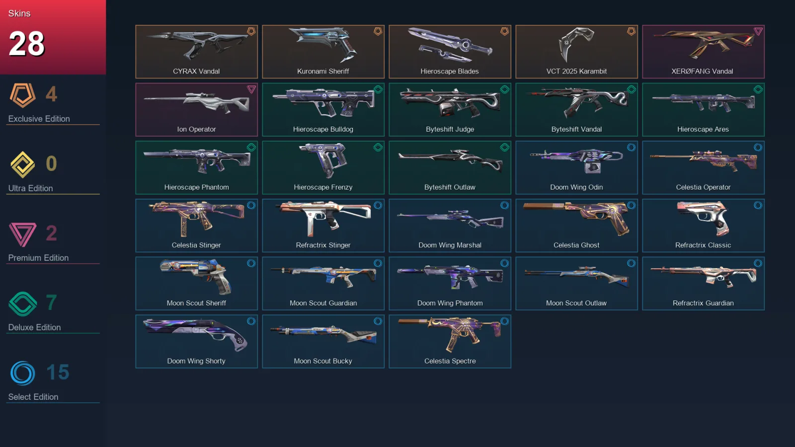 EU | Lv57 | Unranked | 28 Skin | 20 Agent | 38 Buddy