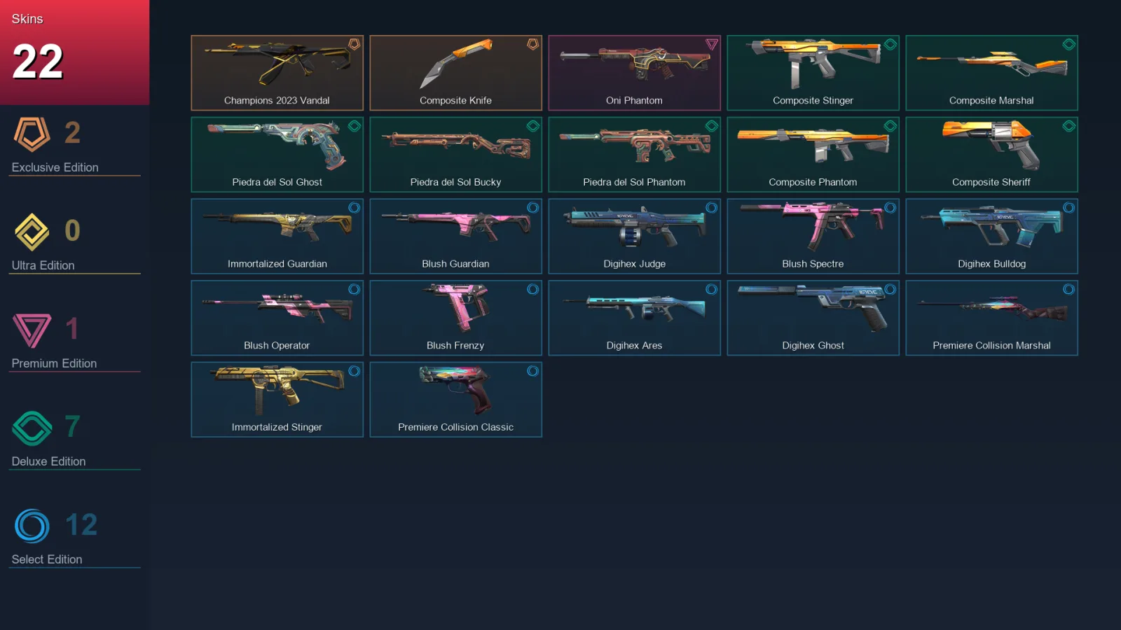 EU | Lv38 | Unranked | 22 Skin | 11 Agent | 20 Buddy