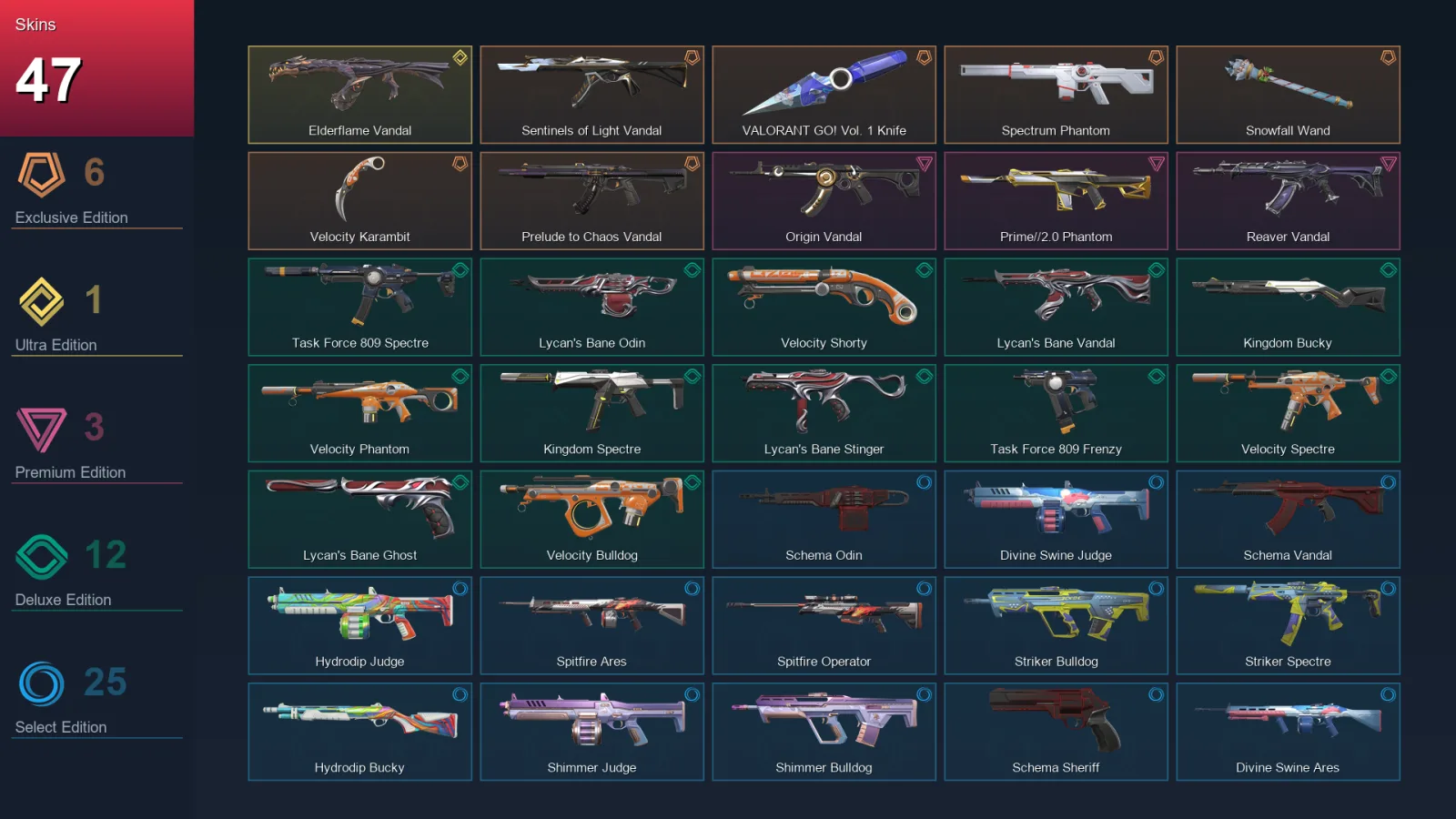 NA | Lv54 | Unranked | 47 Skin | 19 Agent | 40 Buddy — Valorant account