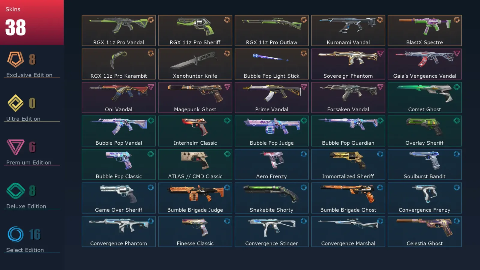 [Valorant] | EU | Level 278 | 29 Agents | 38 Skins — Valorant account