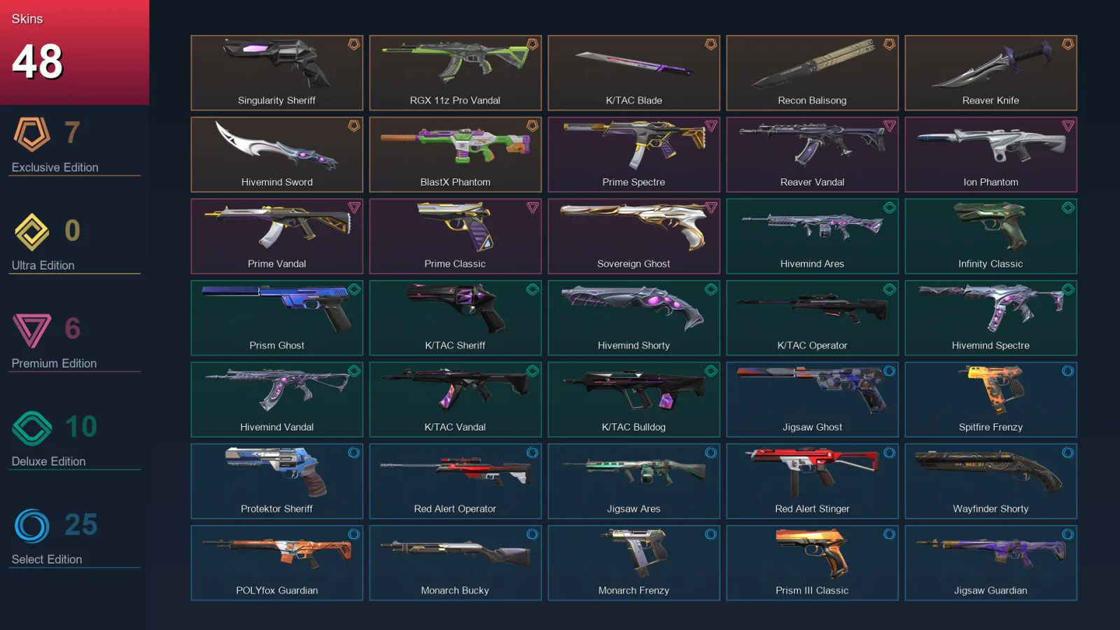 EU | Lv188 | Unranked | 48 Skin | 22 Agent | 92 Buddy — Valorant account