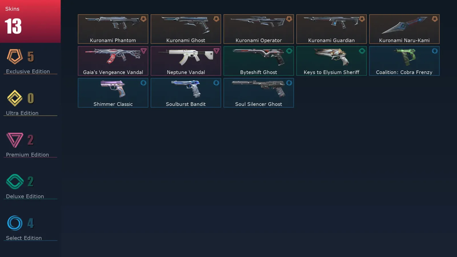 [Valorant] | EU | Level 1 | Immortal 1 | 29 Agents | 13 Skins