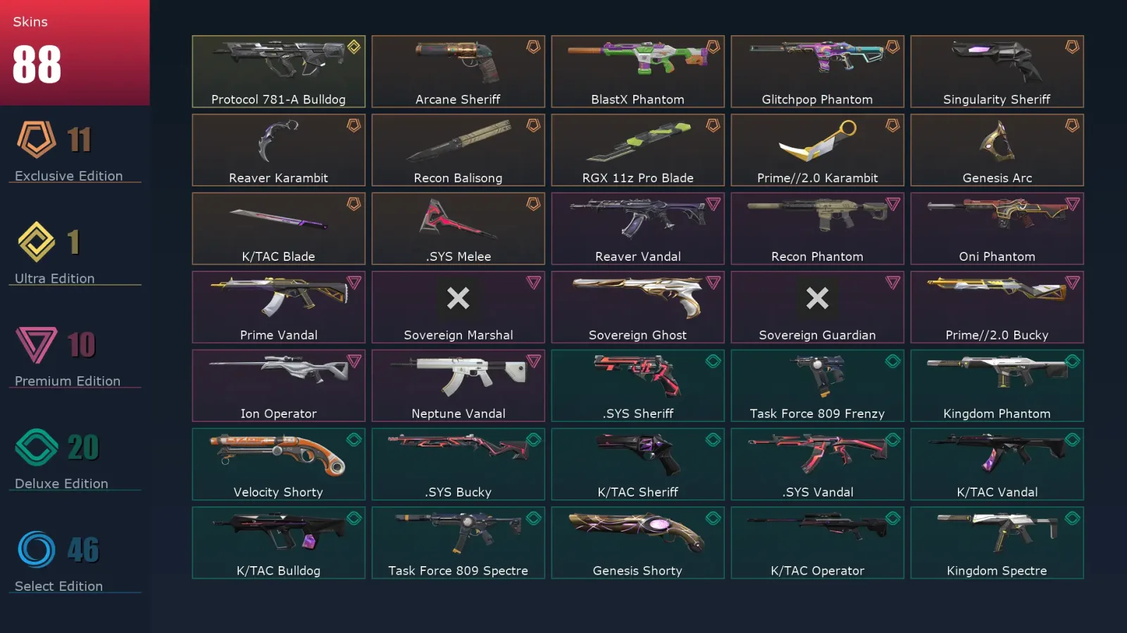 [Valorant] | EU | Level 169 | Platinum 2 | 26 Agents | 88 Skins — Valorant account