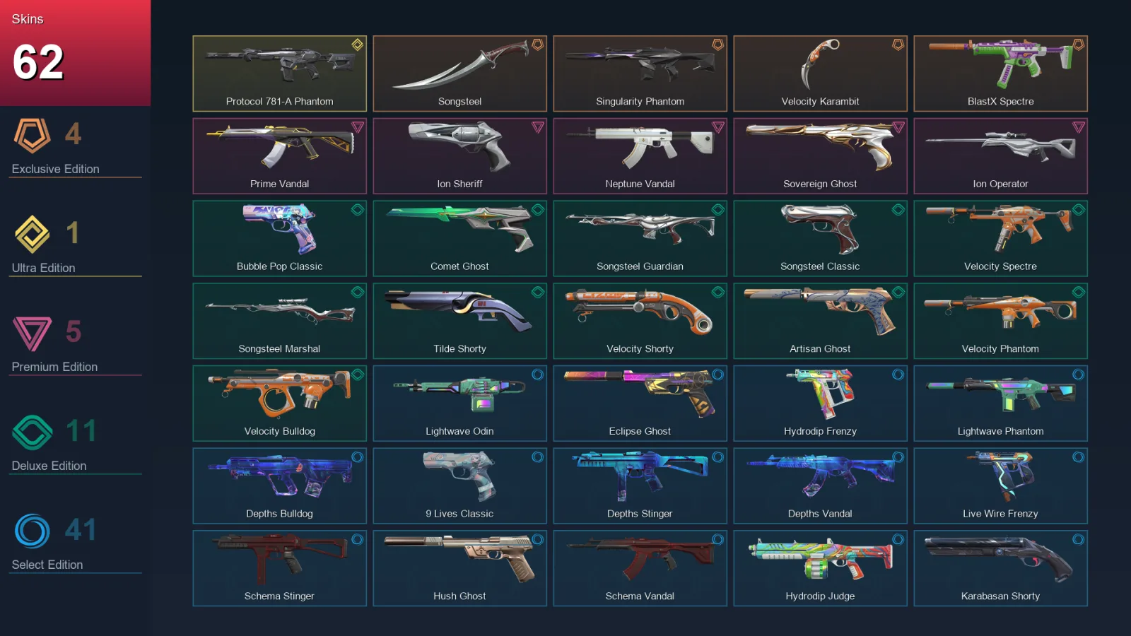 AP | Lv316 | Unranked | 62 Skin | 27 Agent | 136 Buddy — Valorant account