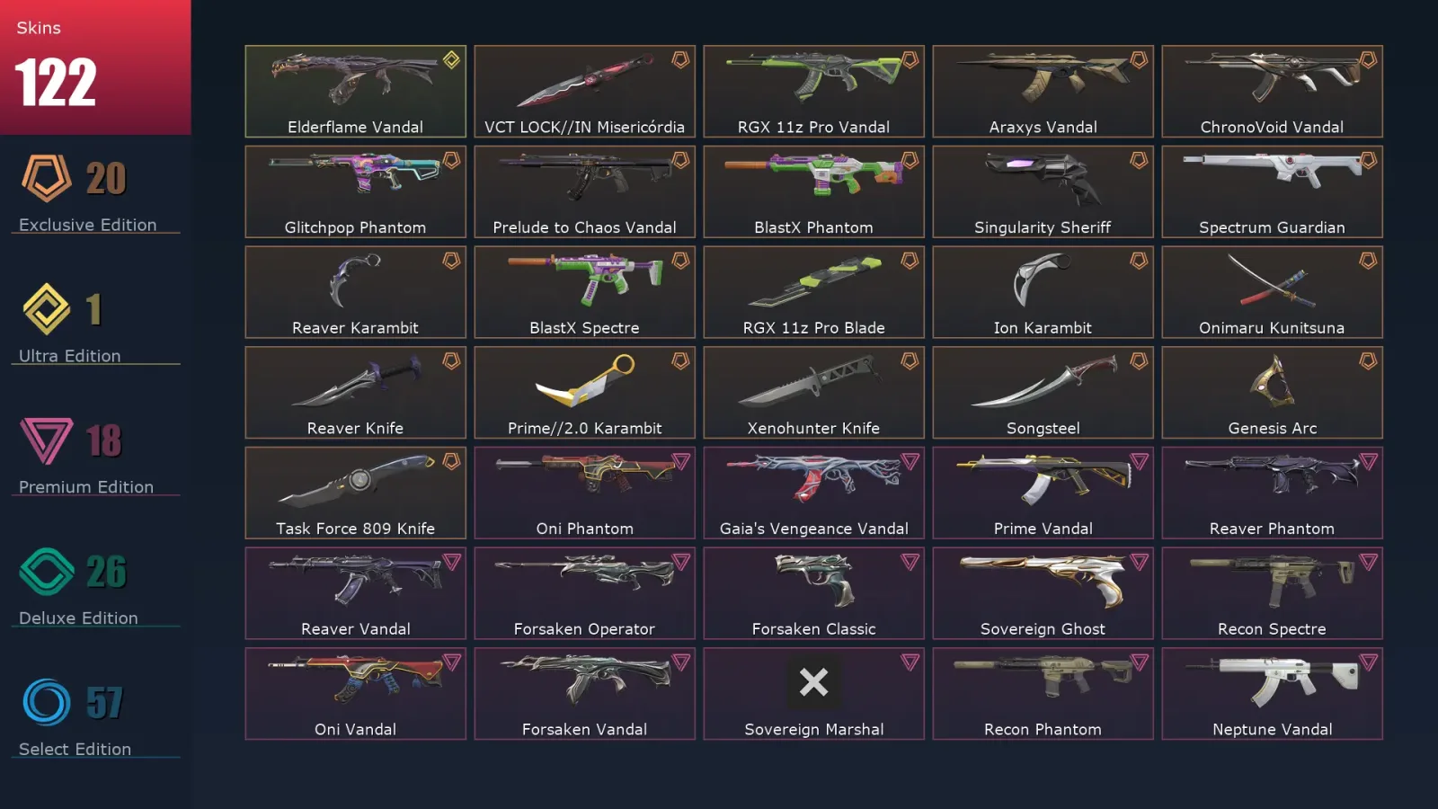 [Valorant] | EU | Level 174 | Gold 2 | 25 Agents | 122 Skins — Valorant account