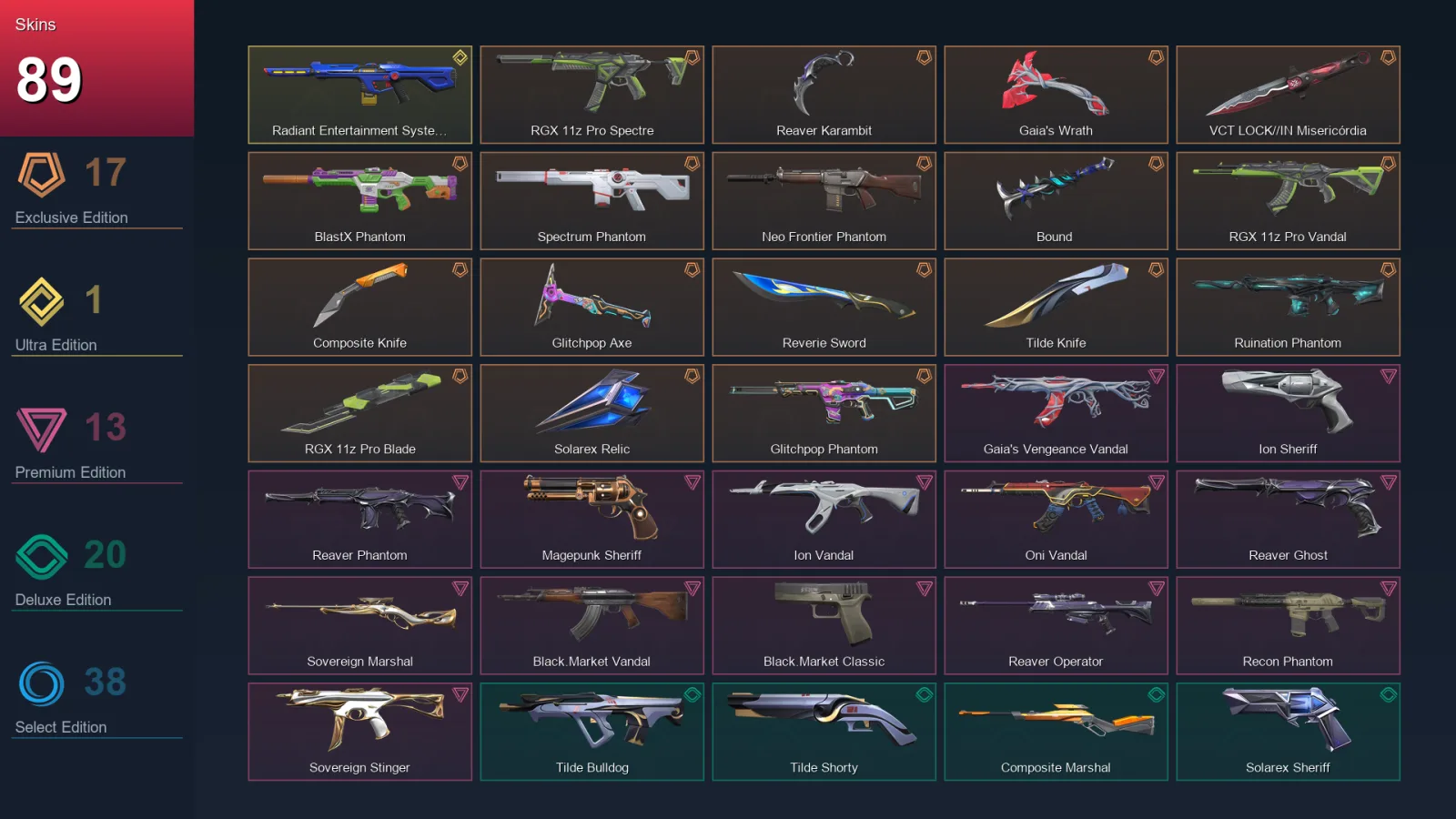 NA | Lv202 | Unranked | 89 Skin | 28 Agent | 82 Buddy