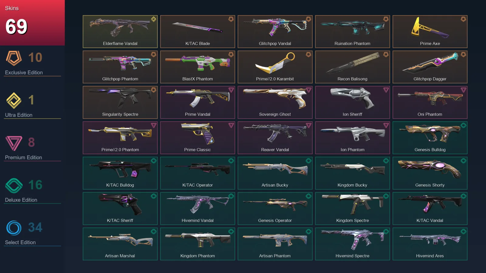 NA | Lv105 | Unranked | 69 Skin | 19 Agent | 61 Buddy — Valorant account