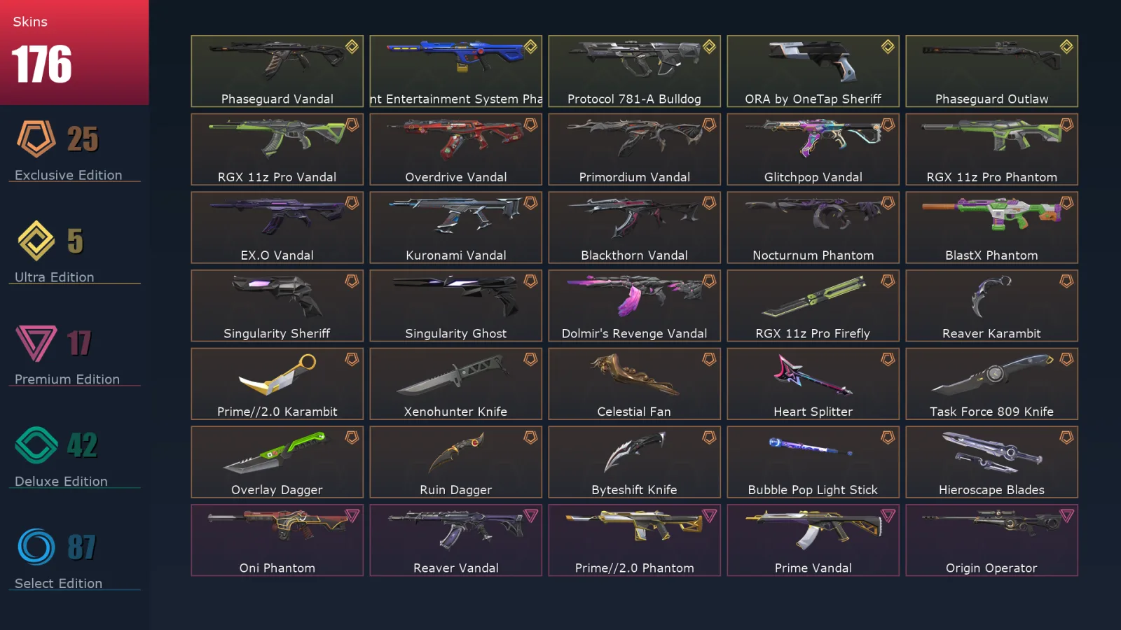 [Valorant] | EU | Level 308 | 29 Agents | 176 Skins