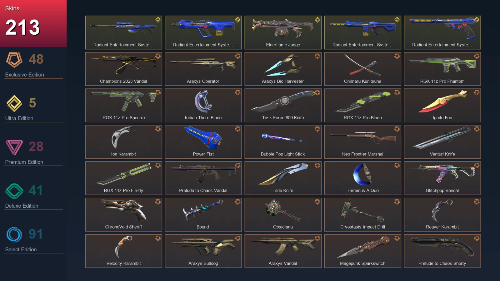 EU | Lv285 | Unranked | 213 Skin | 27 Agent | 158 Buddy — Valorant account