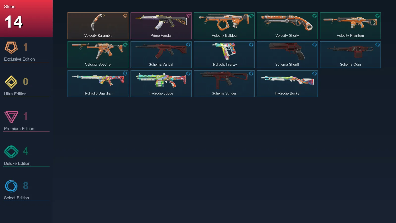 EU | Lv23 | Unranked | 14 Skin | 11 Agent | 22 Buddy — Valorant account