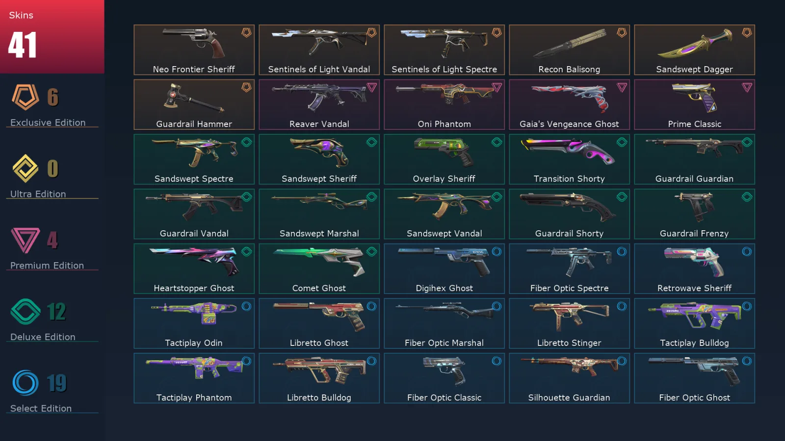 [Valorant] | EU | Level 181 | 26 Agents | 41 Skins