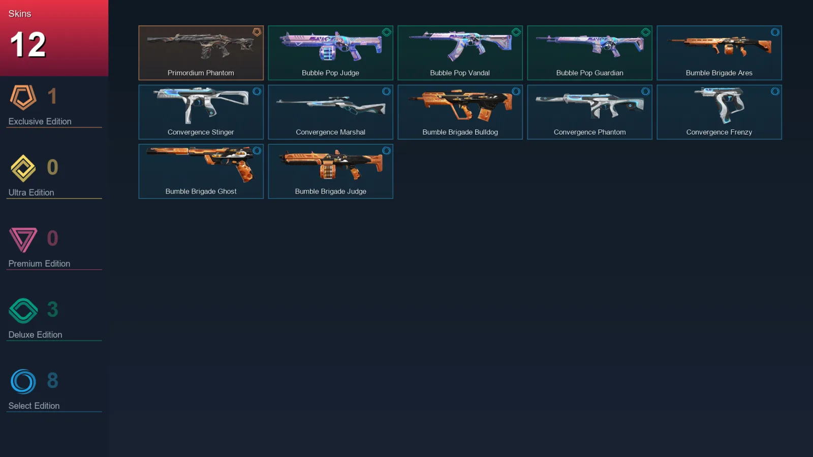 EU | Lv23 | Unranked | 12 Skin | 8 Agent | 10 Buddy