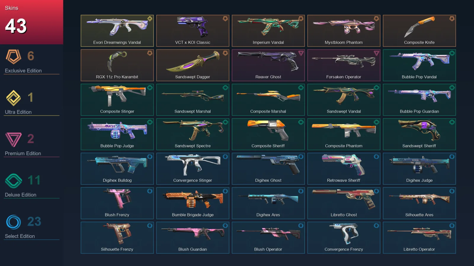 BR | Lv124 | Unranked | 43 Skin | 29 Agent | 68 Buddy