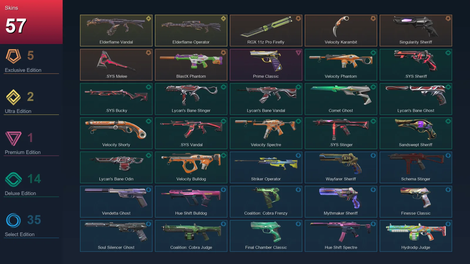 BR | Lv190 | Unranked | 57 Skin | 24 Agent | 94 Buddy — Valorant account