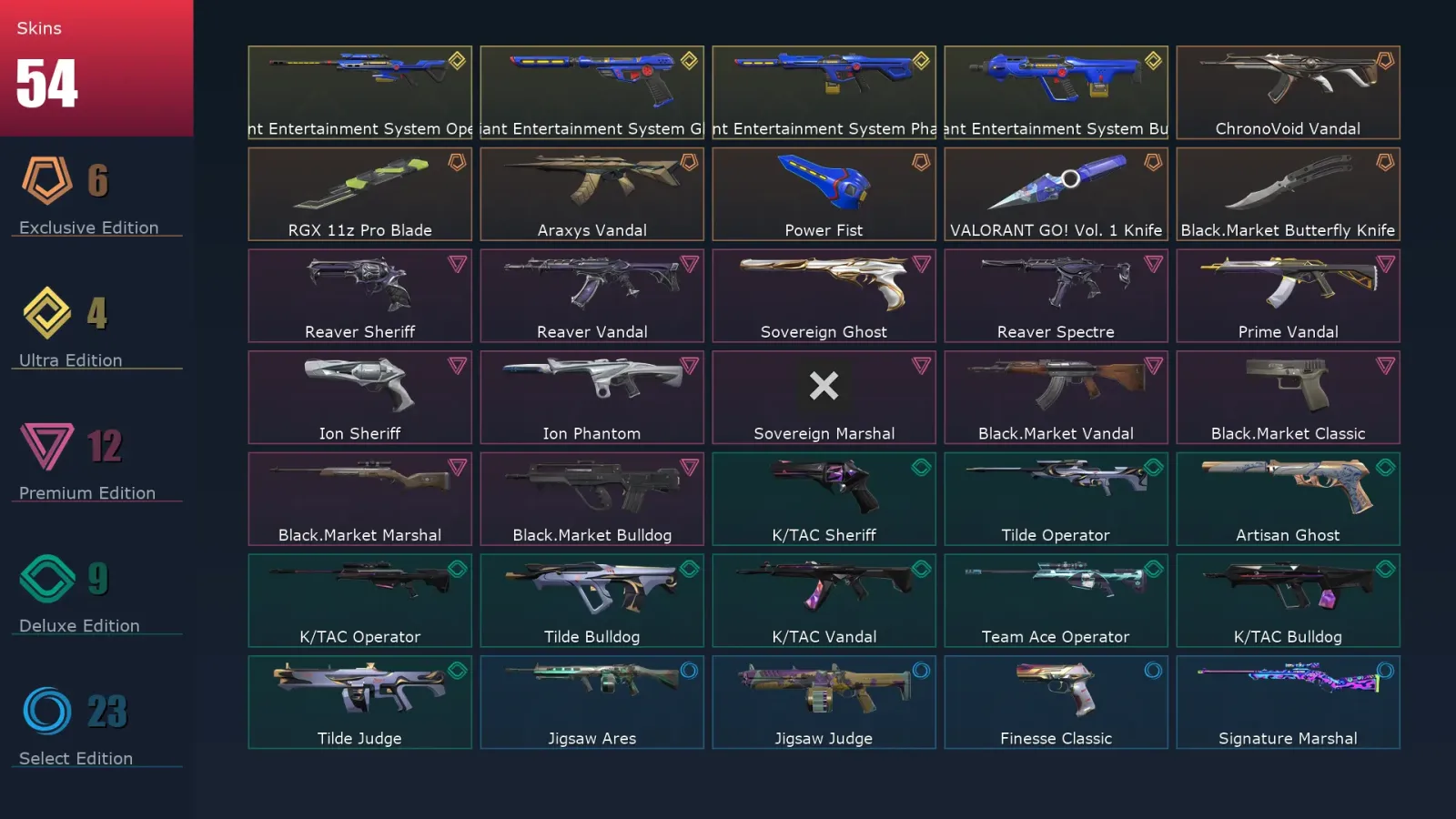 [Valorant] | EU | Level 154 | 25 Agents | 54 Skins — Valorant account