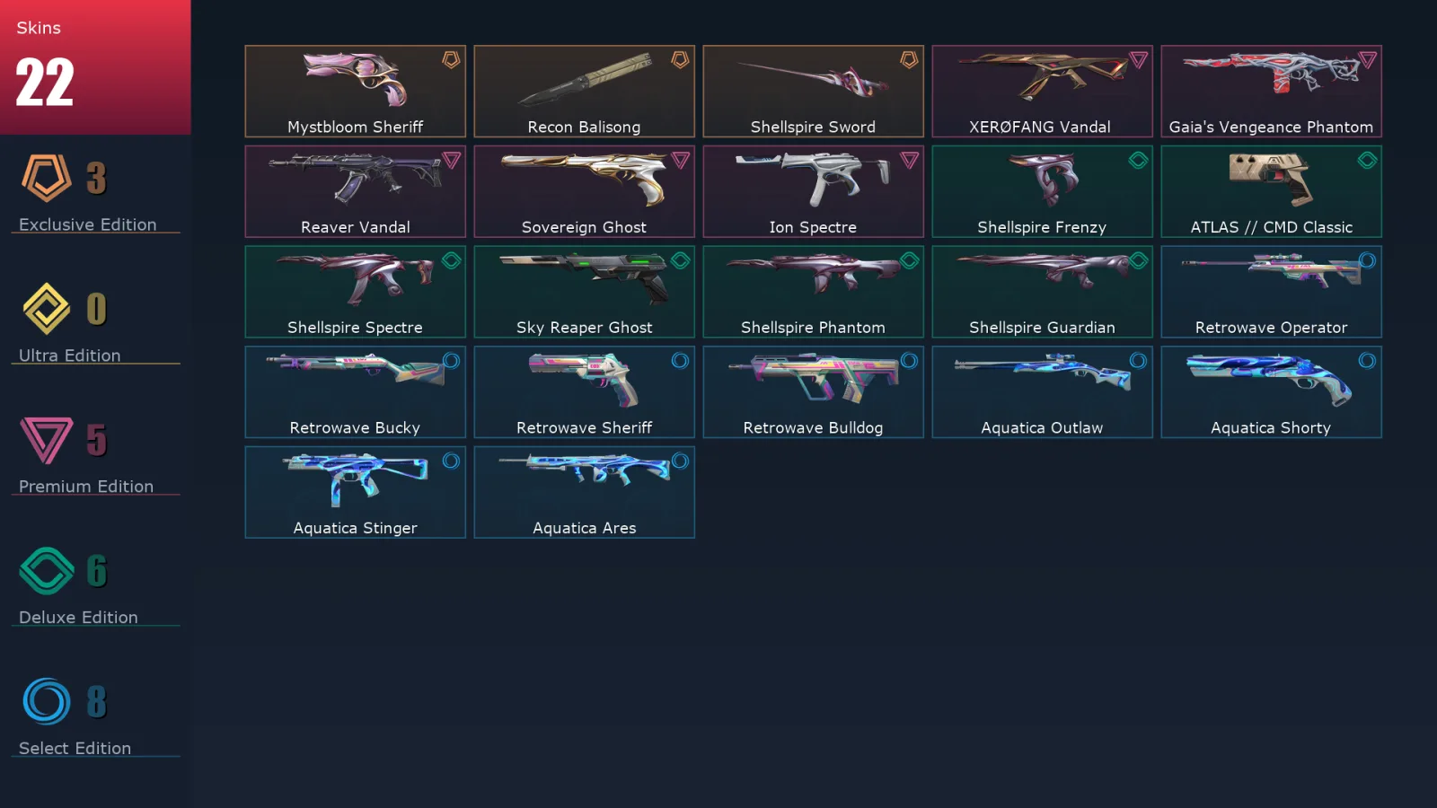 [Valorant] | EU | Level 108 | Gold 2 | 29 Agents | 22 Skins