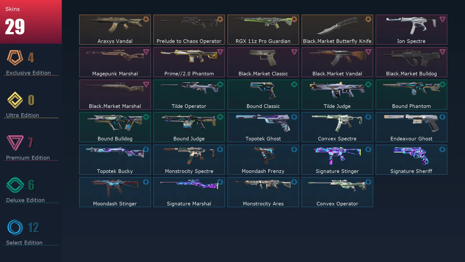 [Valorant] | EU | Level 22 | 14 Agents | 29 Skins