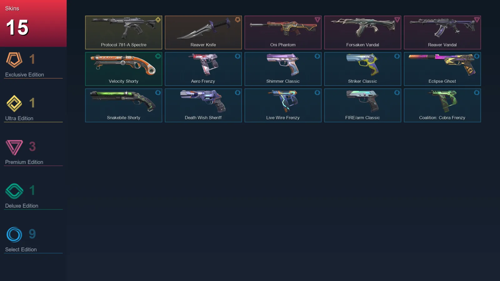 AP | Lv133 | Unranked | 15 Skin | 25 Agent | 61 Buddy