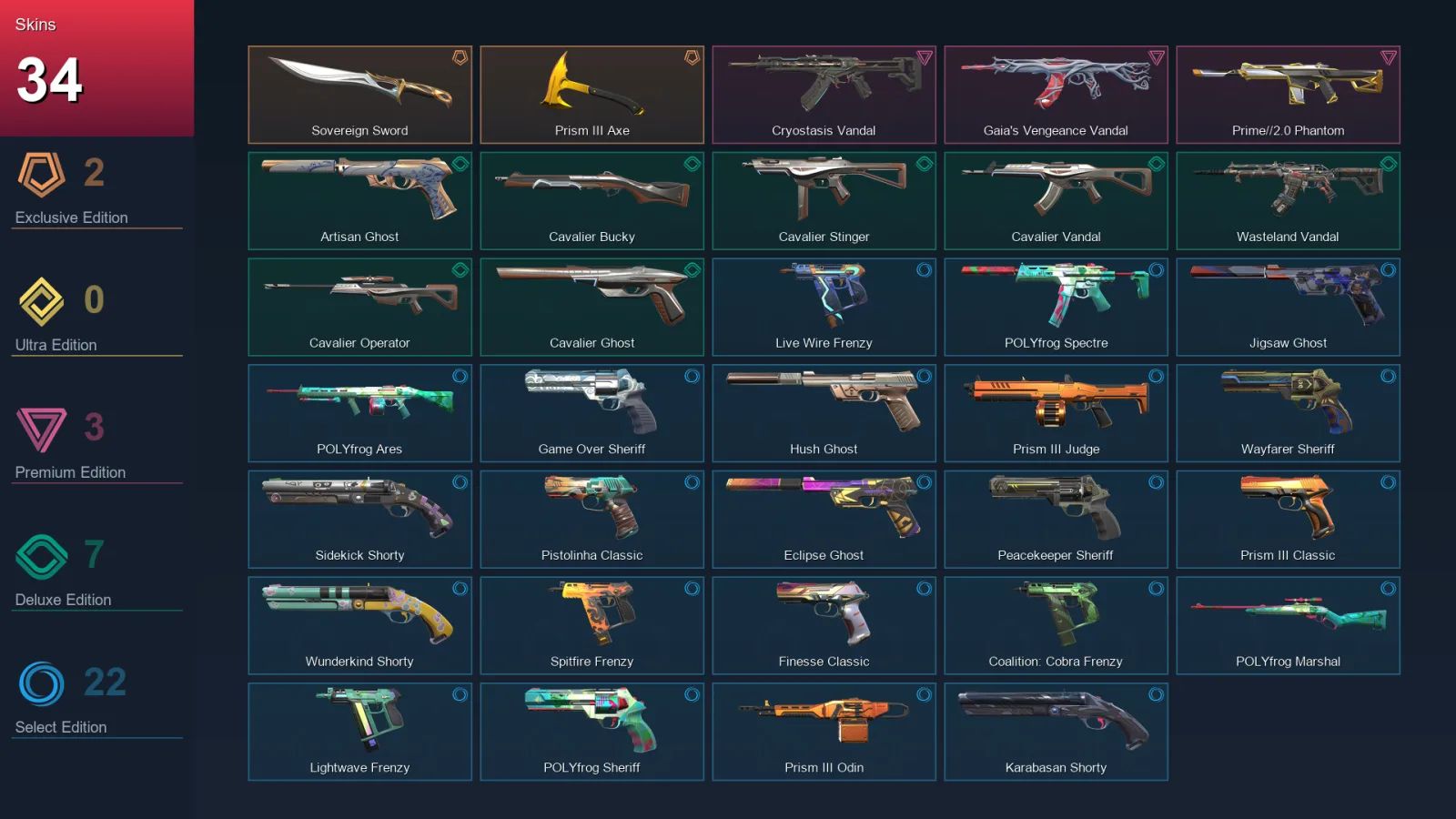 AP | Lv270 | Unranked | 34 Skin | 29 Agent | 118 Buddy — Valorant account