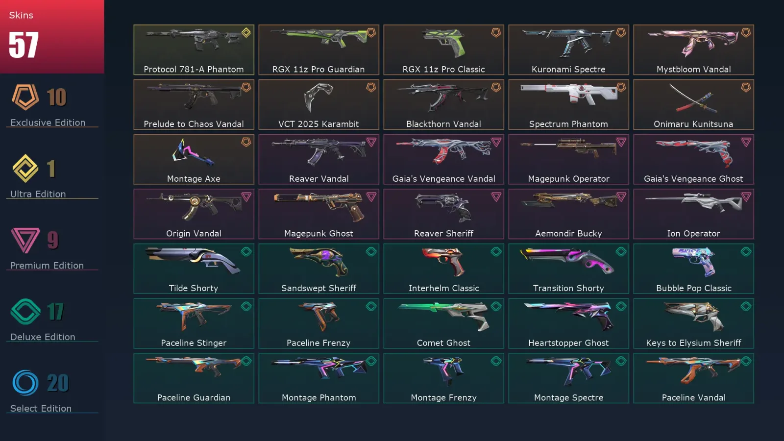 [Valorant] | EU | Level 444 | Silver 3 | 29 Agents | 57 Skins