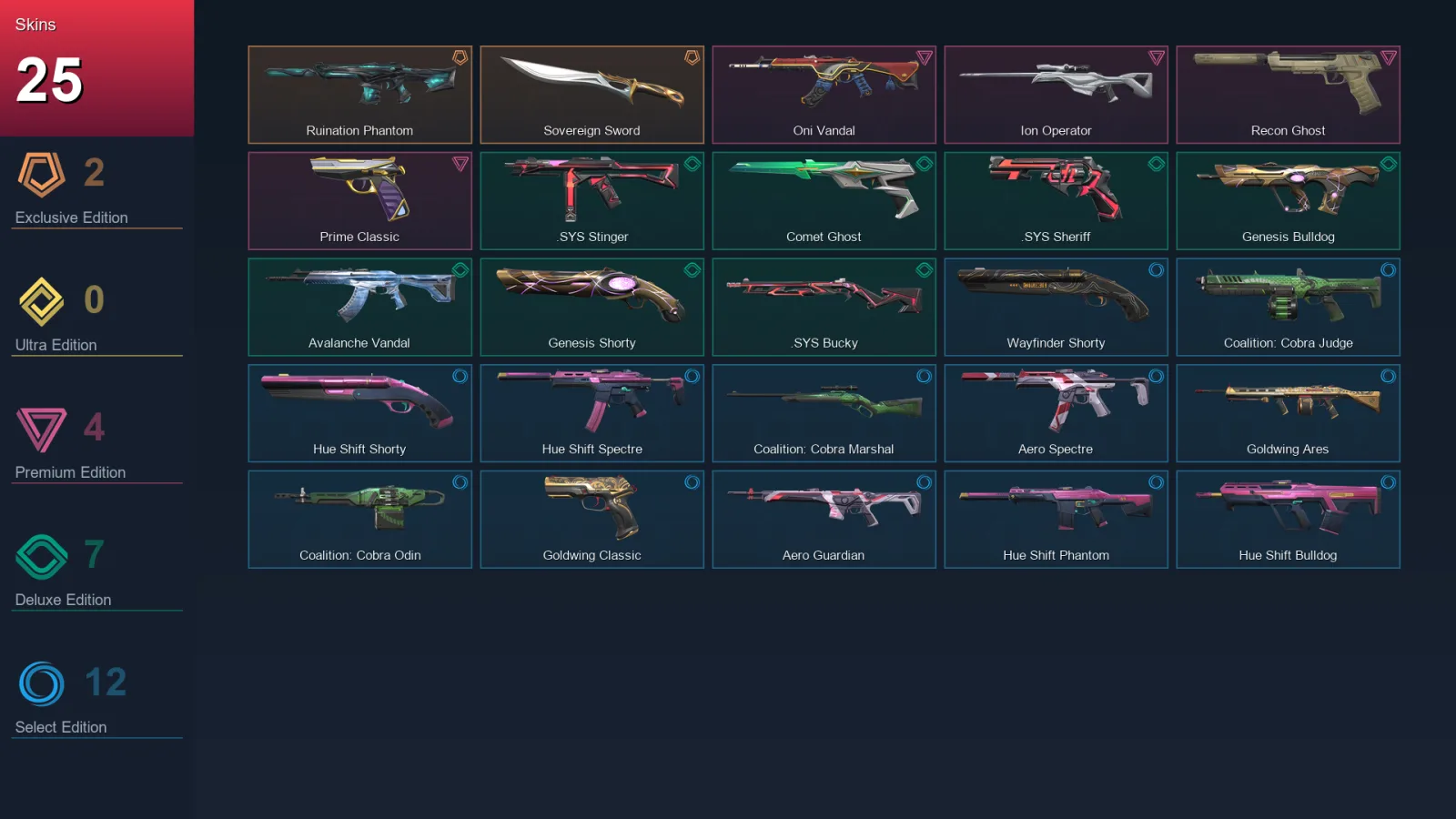 EU | Lv46 | Unranked | 25 Skin | 17 Agent | 33 Buddy — Unranked / Smurf Valorant