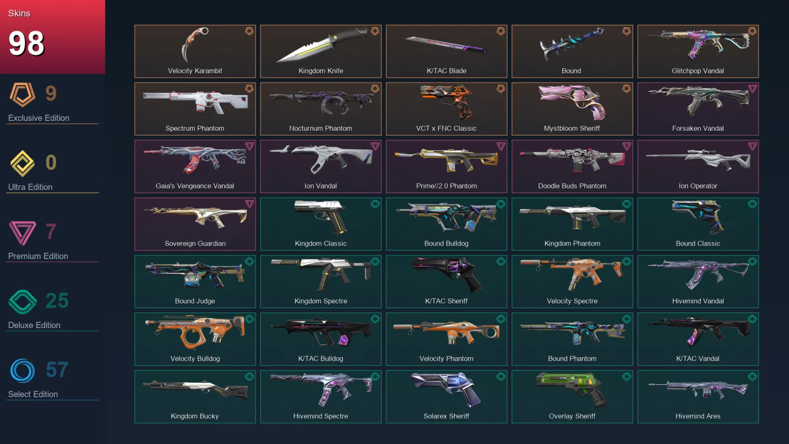 AP | Lv340 | Unranked | 98 Skin | 28 Agent | 172 Buddy — Eclipse Ghost
