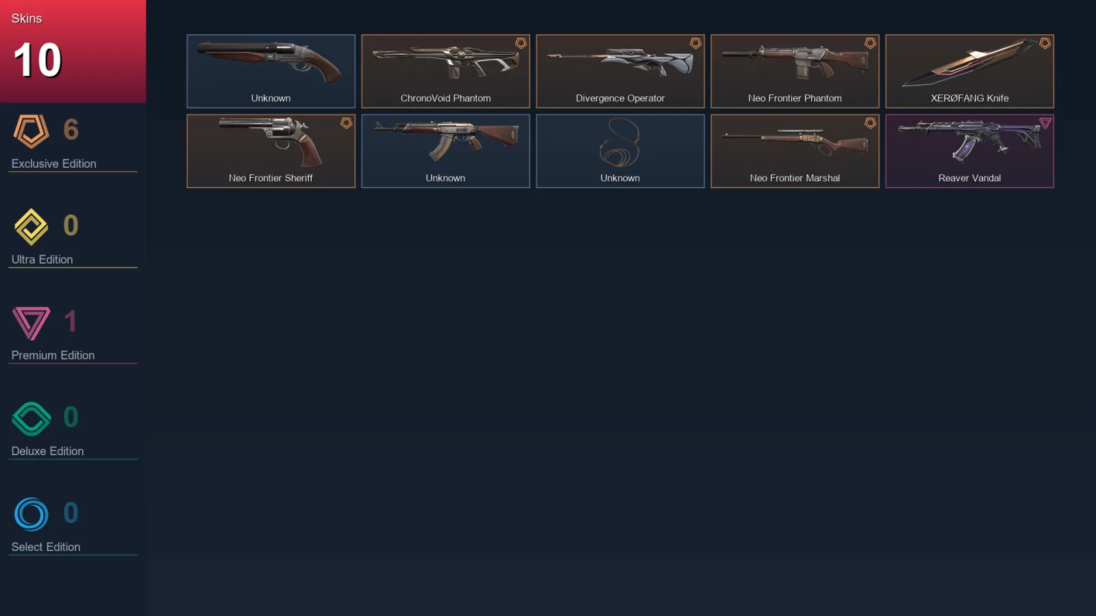 EU | Lv1 | Unranked | 10 Skin | 5 Agent | 1 Buddy