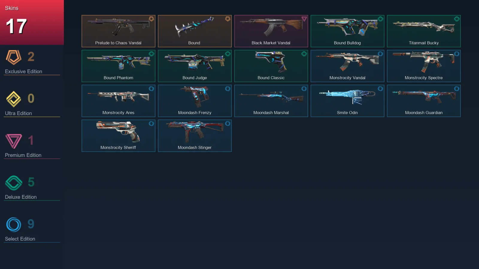 EU | Lv45 | Unranked | 17 Skin | 18 Agent | 20 Buddy